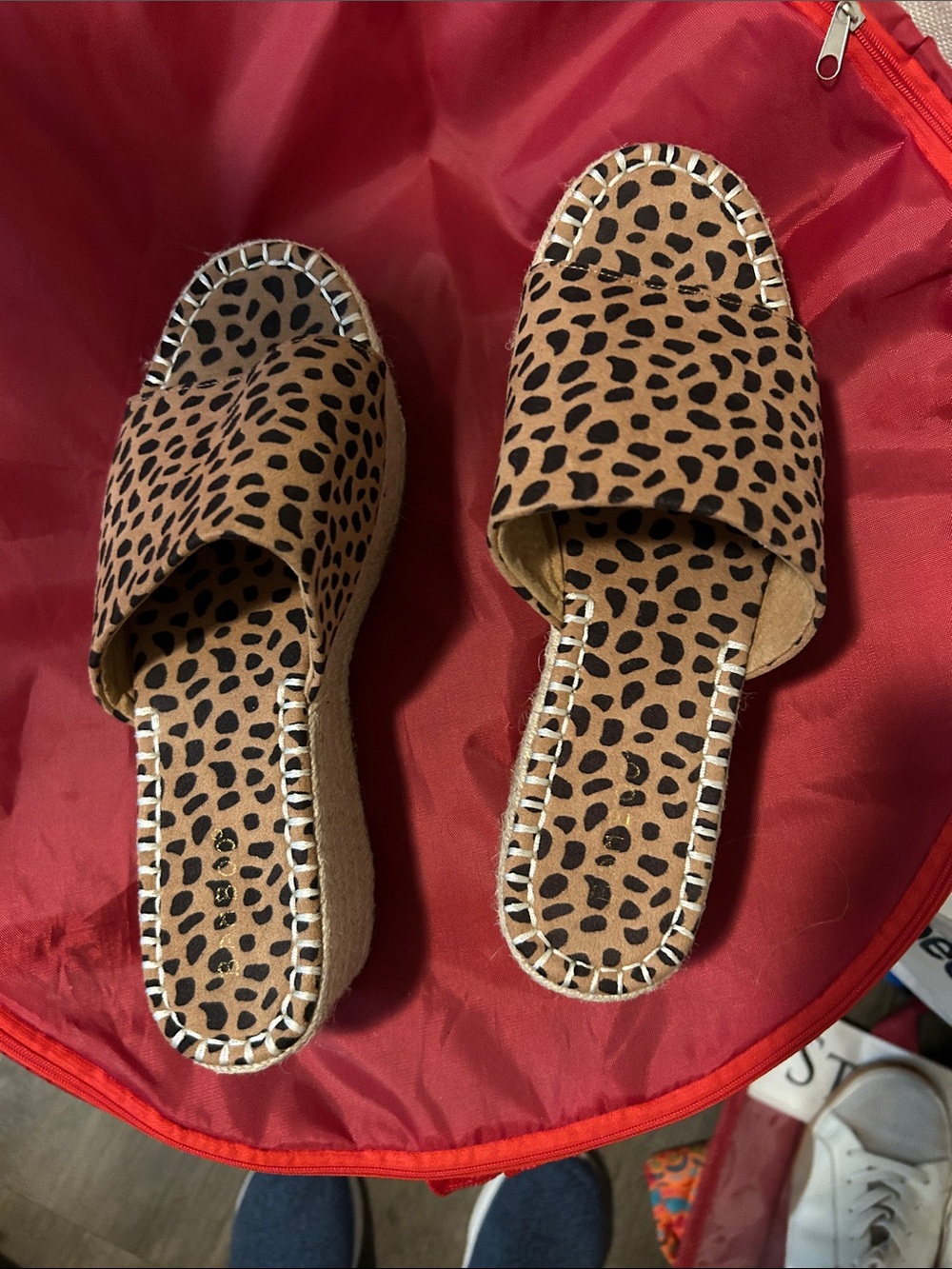 BAMBOO Leopard Print Slide Mules in Tan and Black